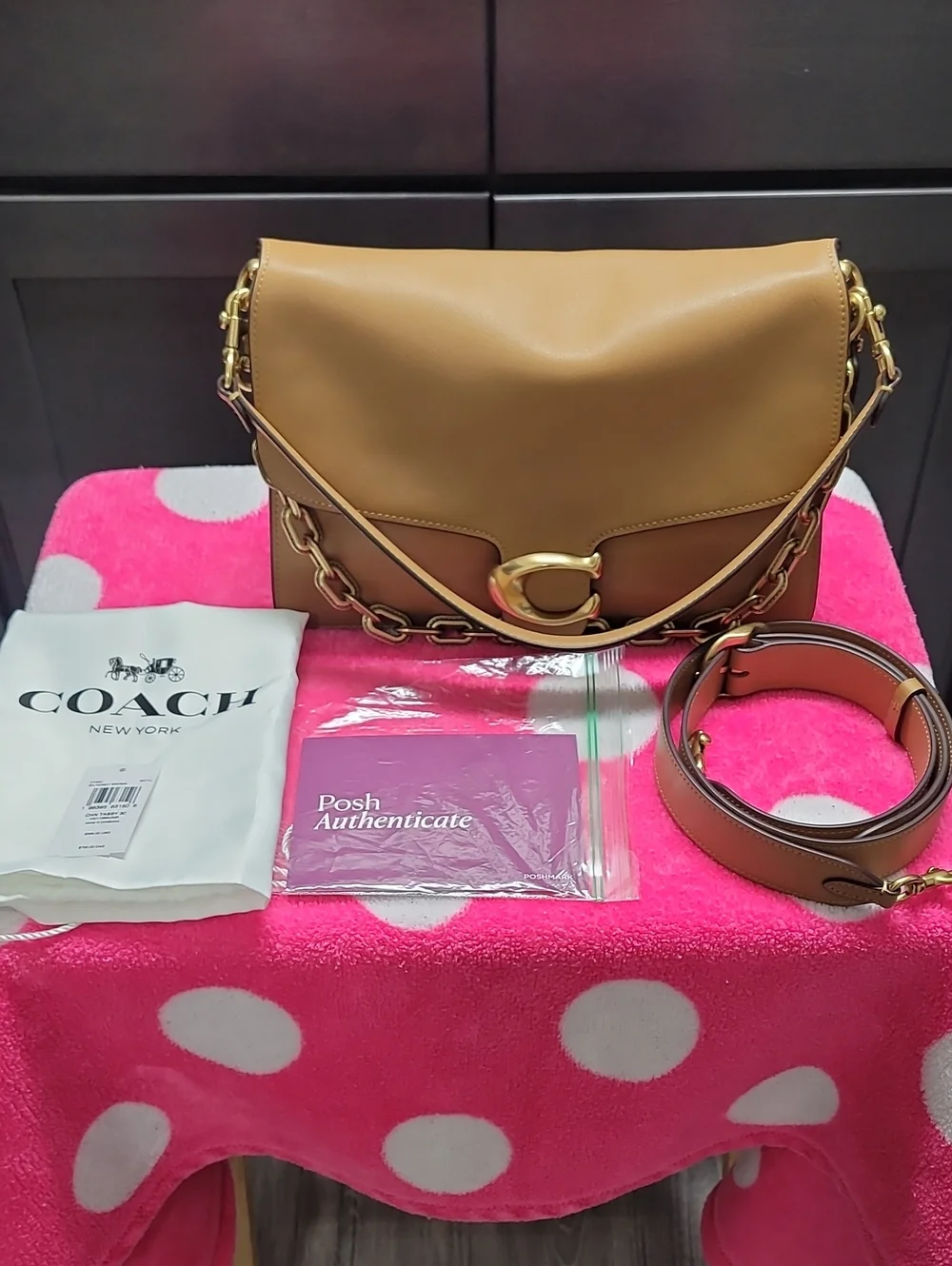Coach Leather Chain Tabby 30 In Honey Brown